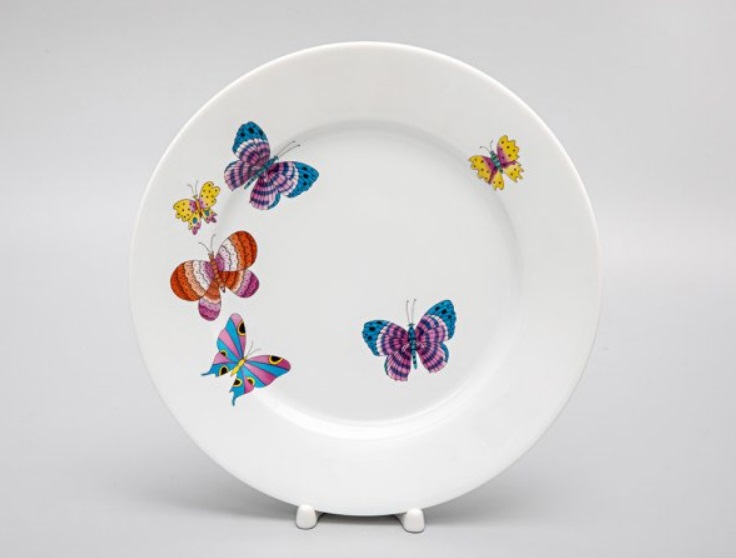Тарелка мелкая 250 мм форма Европейская рисунок Шафрановые бабочки