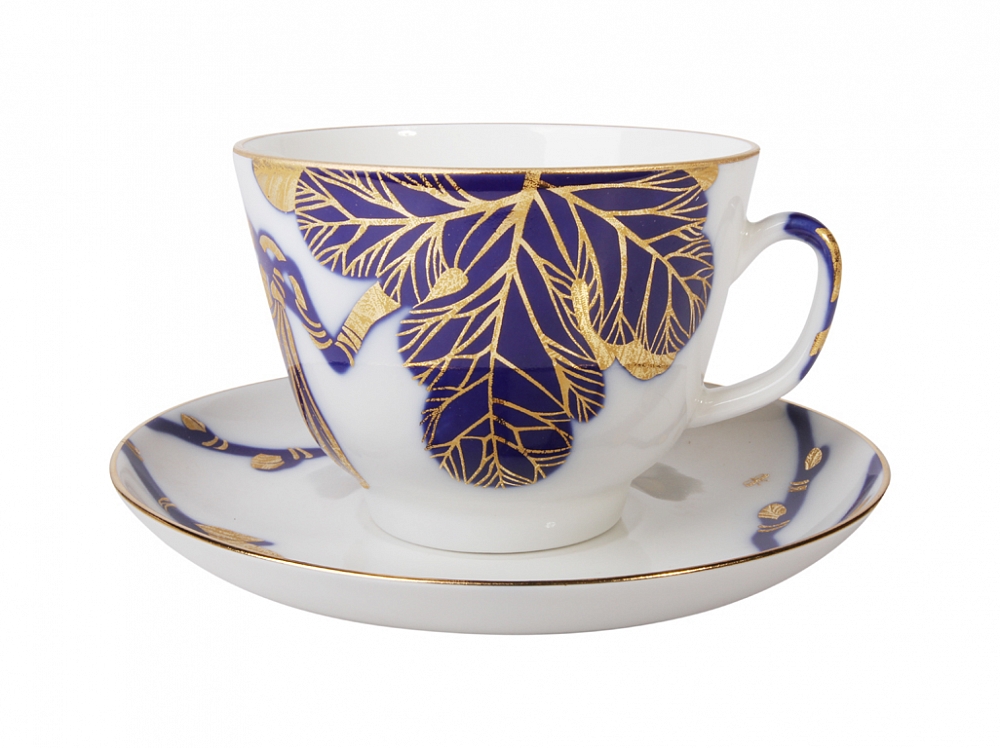 Чашка с блюдцем чайная форма Подарочная рисунок Смоковница